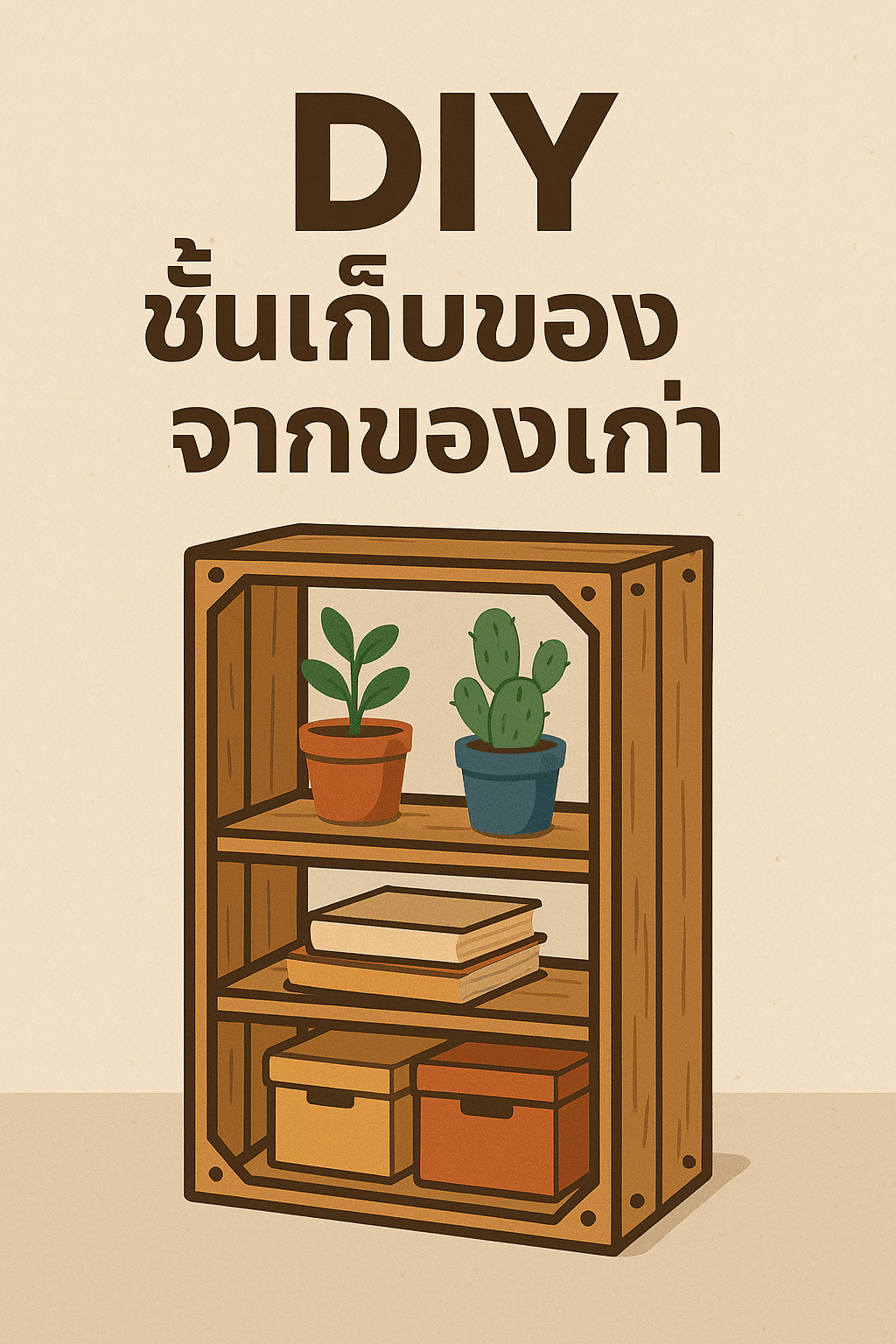 DIY ชั้นเก็บของจากของเก่า